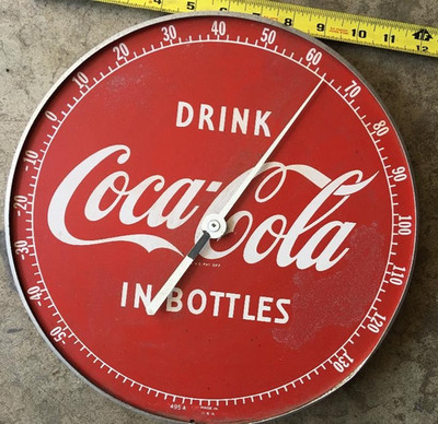 ''Drink Coca-Cola In Bottles'' Vintage 1950's 12'' Red Thermometer 495A Original