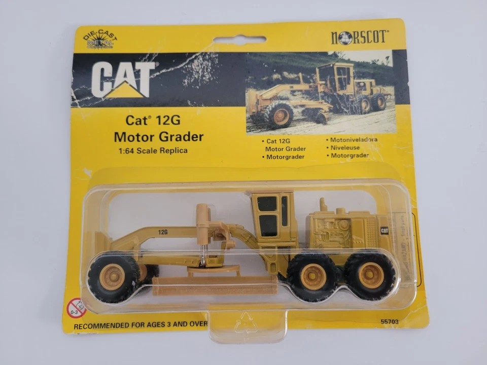Norscot 55703 CAT 12G Motor Grader 1:64 Diecast Caterpillar 1998 Vintage NIP - Image 2 of 4