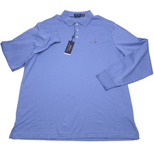 Polo Ralph Lauren Long Sleeve Blue Soft Cotton Polo Shirt Mens XL Classic Fit