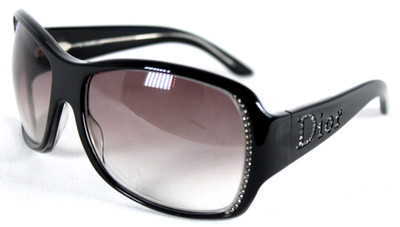 DIOR Y2K Black Frame Crystal DIOR STRASS 1 Logo Oversized Square Sunglasses