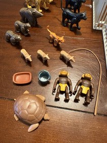 Vintage Playmobil 3145 Zoo Set Incomplete + Many Extra Animal Pieces L@@K!!
