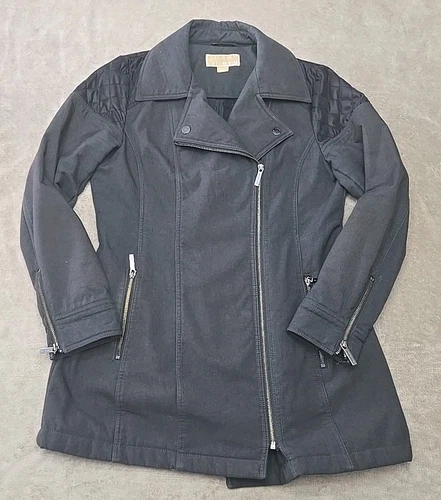 Giacca Moto MICHAEL KORS Nera con Cintura Trapunta Spalla Donna Taglia Media