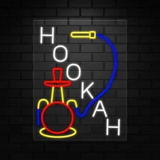 Hookah Sign for Business Displays | LED Flex Neon | 24"W x 31"H x 1"D