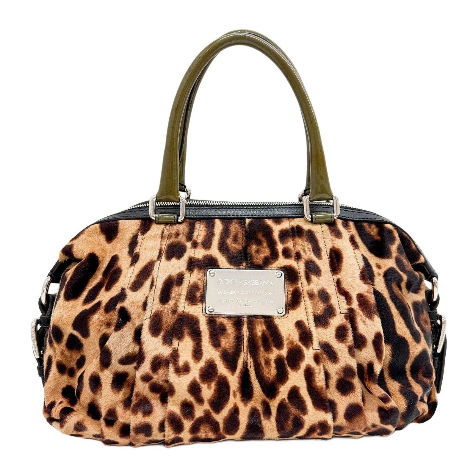 Dolce Gabbana — DOLCE&GABBANA Miss Urbanette Brown Leopard Print Pony Hair Hand Bag