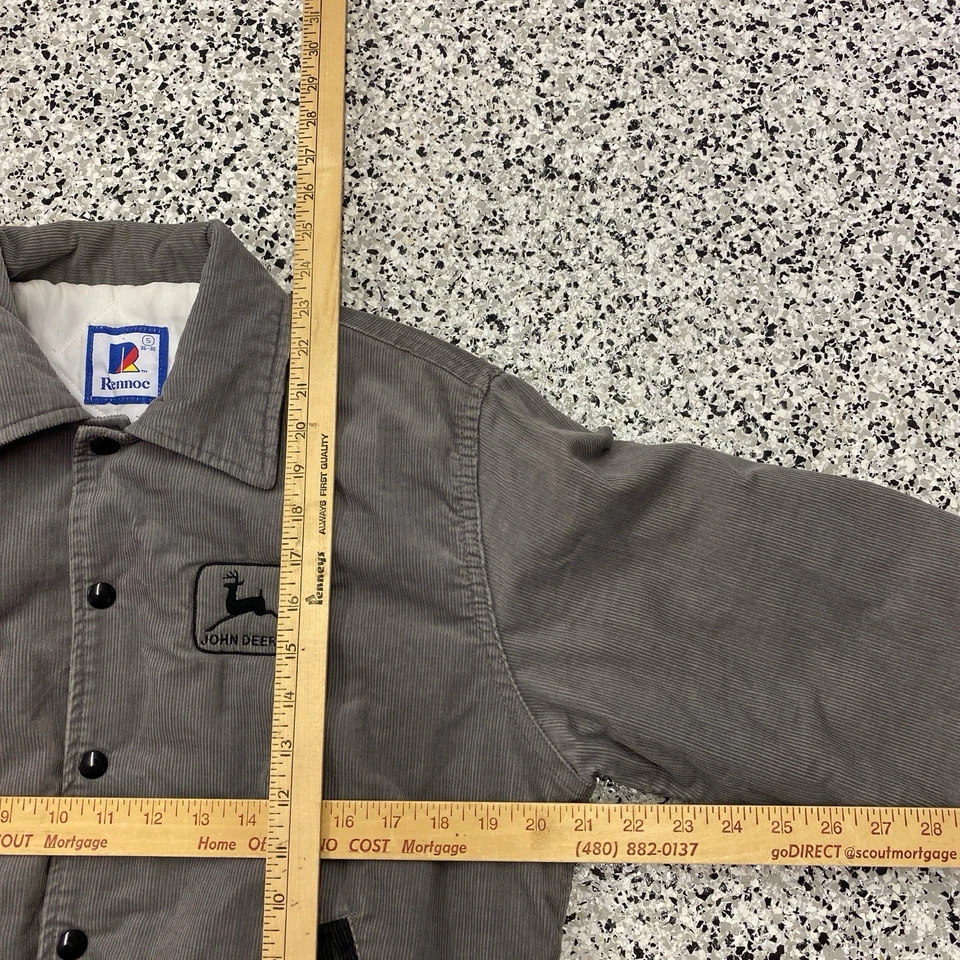Vintage Rennoc John Deere Gray Corduroy Bomber Jacket Quilted USA Made Small - Image 4 of 4