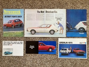 6 pieces of Original 1970 American Motors GREMLIN Brochures Manual Literature