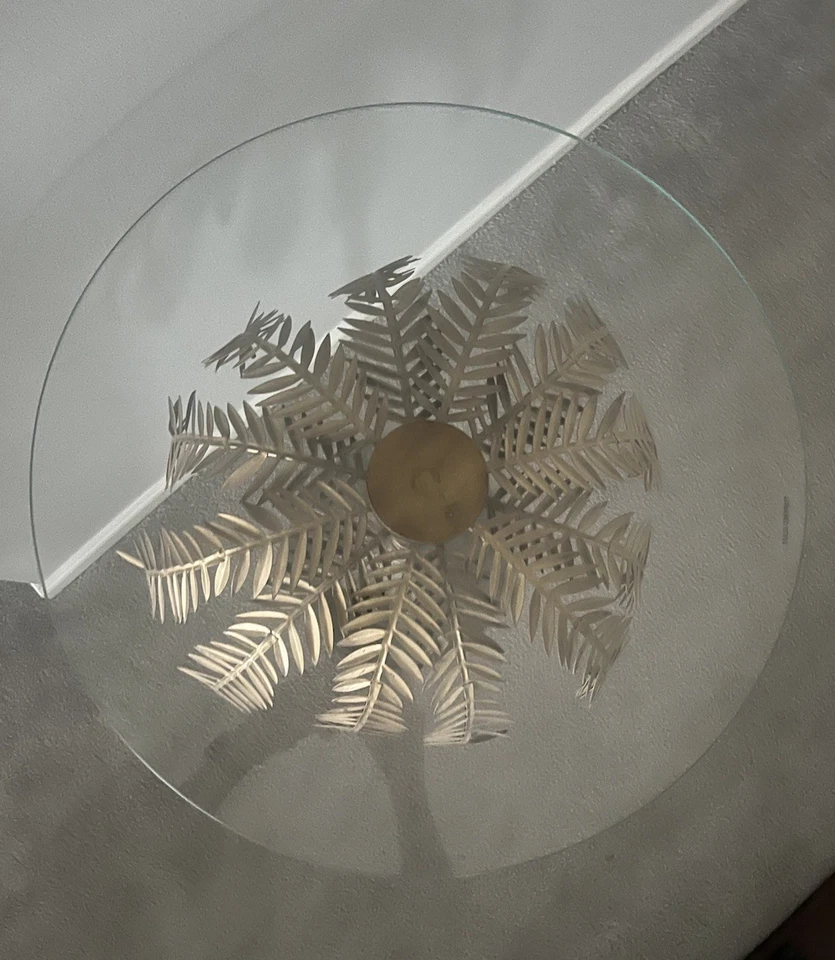 Temple & Webster Round Glass Side Table Vintage Palm Tree Couch Sofa End Table - image 4 of 4