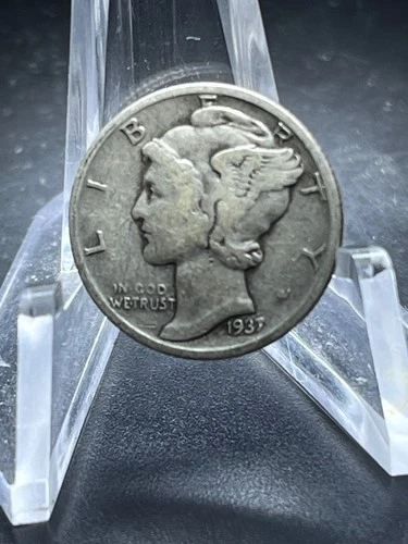 1937 D  Mercury Dime circulated 90% Silver Fine  # PS163