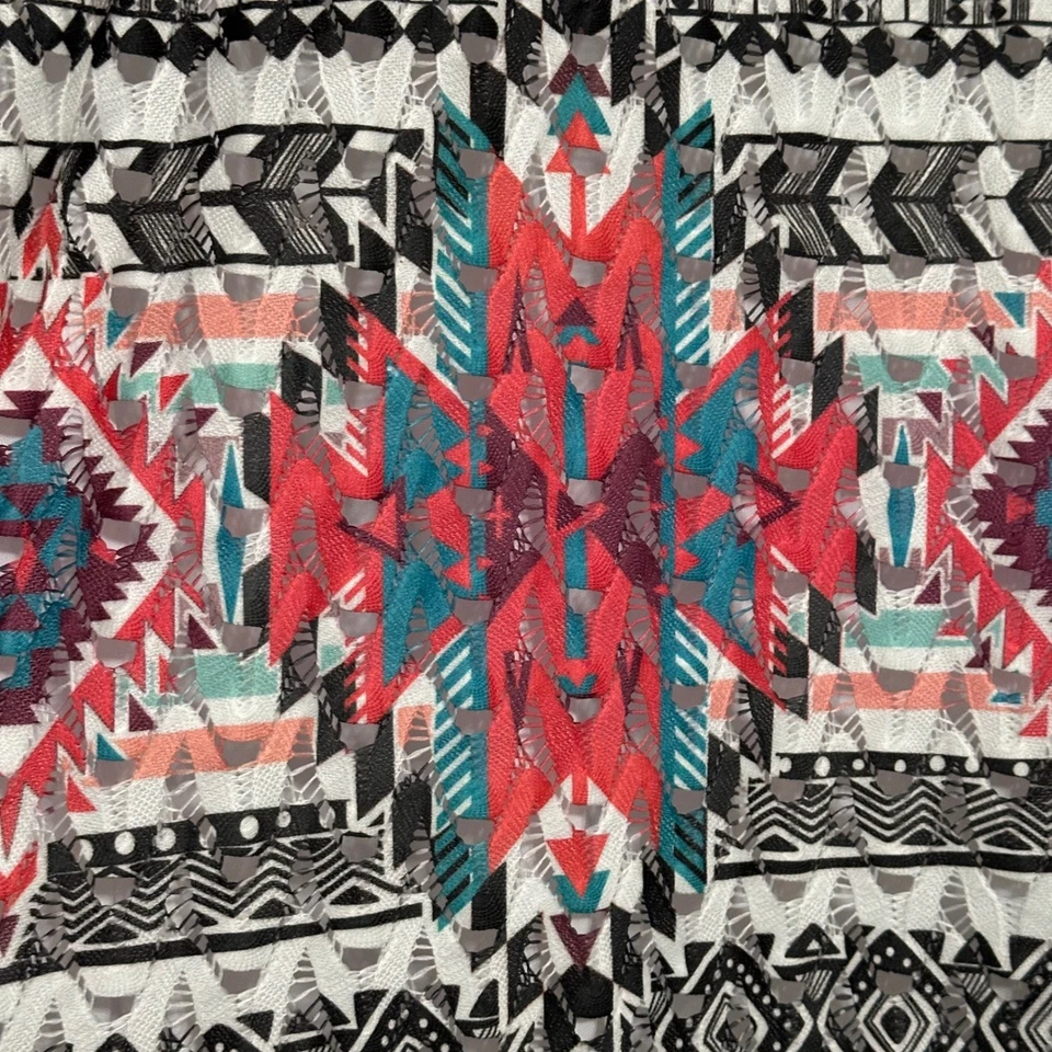 Maxi Falda Vanity Nueva con Etiquetas Estampado Tribal Geométrico del Suroeste Recorte Superposición Talla L Foto 4 de 4