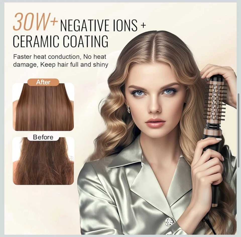 Cepillo Secador de Pelo Giratorio VEVOR Cepillo de Peinado de Aire Caliente con Cabezal de 1.5" y 2" Foto 3 de 4