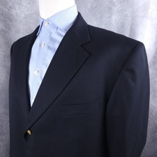 Brooks Brothers 346 Mens 46 Regular Navy Blue Wool Gold 3 Button Blazer Jacket