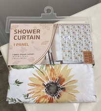 No 918 Home Shower Curtain Sunflower Floral Pattern 70 x 72 Cottage Farmhouse