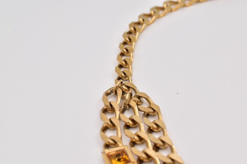 Vintage Heavy Weighted Multi-Color Crystal Chain Belt Gold Chunky 16"-37" 1980s - Picture 5 of 12