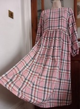 VTG Look Check Tartan Flannel Long Midi Dress Size S 10 Cottage Core Prairie