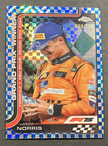 /150 Blue Checker Lando Norris #116 McLaren  2025 Topps Chrome Formula 1 F1 Card