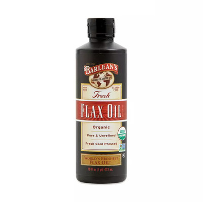 Barlean's Organic Fresh Flax Oil 16 oz Gluten-Free, Kosher, Organic, Exp 2027+