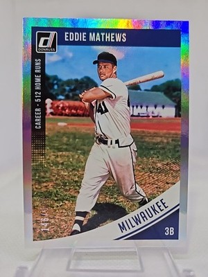 2018 Donruss Eddie Mathews 146/500 Stat Line Foil #59 Milwaukee Brewers L k!