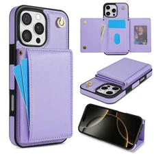 For iPhone 16 Pro Max 15 14 13 12 11 8 7 se XS Cossbody Leather Flip Wallet Case