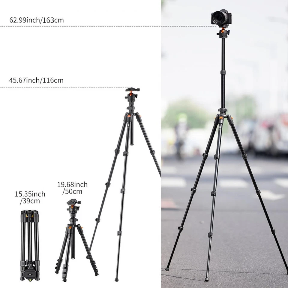 K&F CONCEPT 63'' Camera Tripod 360° Ball Head for DSLR Sony Nikon K234A0+BH-28L - Image 4 of 4