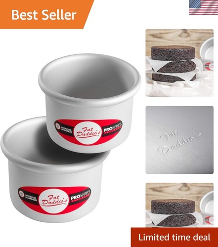 Anodized Aluminum Round Cake Pans - 2-Piece Set, 4 x 3 Inch Durable Bakeware