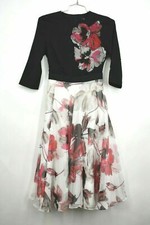 New Lanu Women's Size 1 Back Zip Long 3/4 Sleeve Floral Print Cocktail Dress