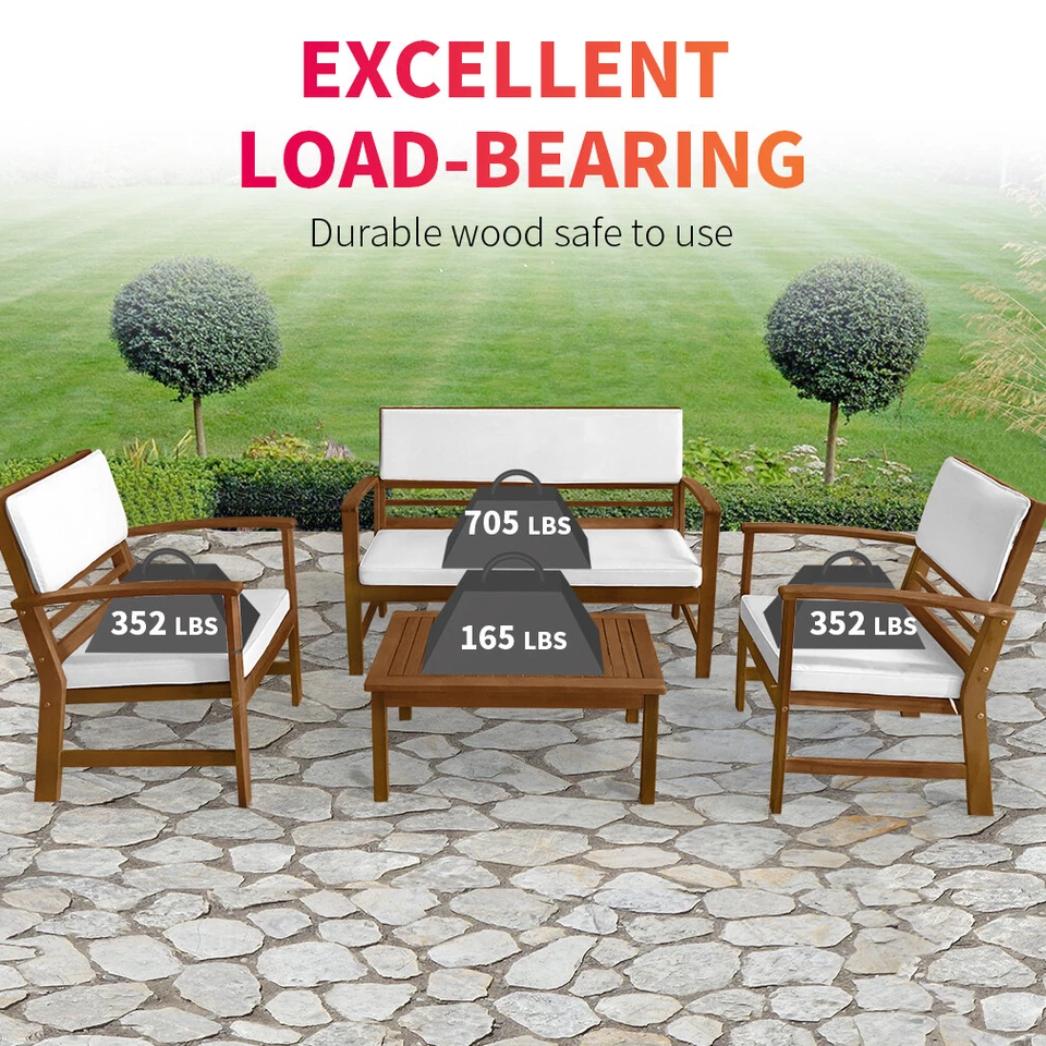 Patio Conversation Set Patio Furniture Patio Sofa Set Outdoor Chat Set 4-Piece - Image 4 of 4