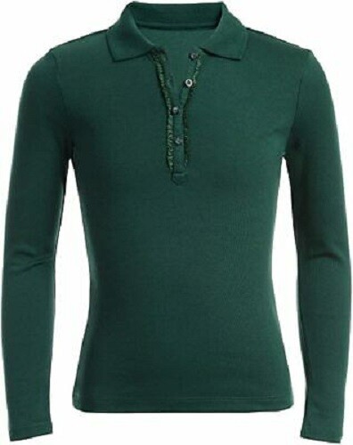 Girls Nautica Forest Green Long Sleeved Uniform Polo Size XXL/20.5 Plus NWT - Picture 3 of 4