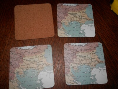 Istanbul Turkey Geography Map Drink Coasters, 4 x 4 in. Set of 4