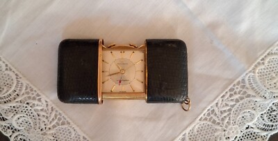 alte Reiseuhr, Fa. Movado Factories, Schweiz. Modell: ''Ermetophon'',  vergoldet