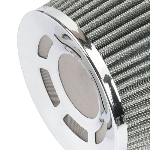3" 76mm High Flow Inlet Cold Air Intake Cone Replacement Dry Air Filter Silver - Foto 7 di 13