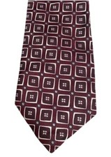 XMI Nordstrom Men’s Neck Tie 100% Silk Red Geo Hand Made In USA Italian Fabric