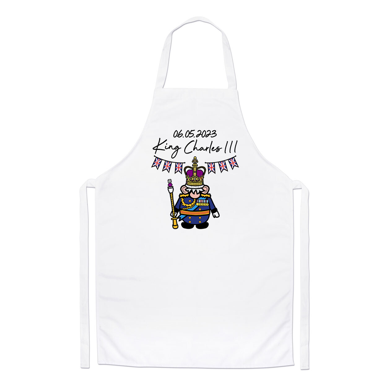 Gonk King Charles III Chefs Apron King's Coronation Emblem Funny Gnome Cooking