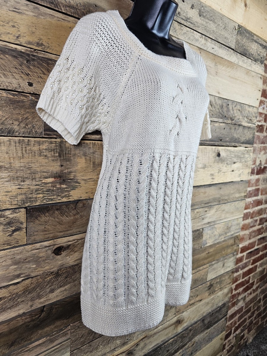 John Paul Richard Large White Cream Dress Sweater Chest 35" Length 27" John Paul Richard Large White Cream Dress Sweater Chest 35" Length 27"