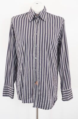 HUGO BOSS ORANGE Hemd Freizeit My Shirt L blau grau gestreift Langarm A357