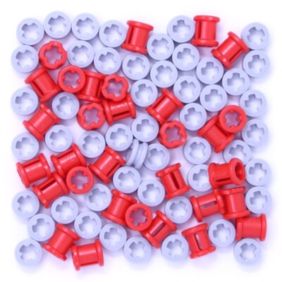 Lego Technic Steine 80x Buchsen für Kreuzachsen halb voll grau rot Teile NEU