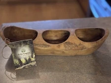 Arte Legno olive wood Three Compartment Tray With Tag