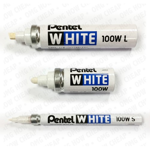 Pentel White Permanent Paint Marker Pen Assorted Size 3 Pack 100W