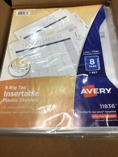 Avery Big Tab Blank Plastic Divider 8-Tab Clear (11836) **Lot of 24**