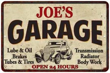 JOE'S Garage Man Cave Sign Decor Gift Auto Shop Mechanic Car Repair 108120014054