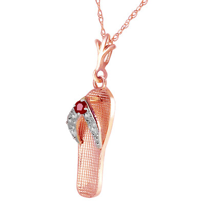 14K. MASSIVE GOLD SCHUHKETTE MIT NATÜRLICHEM RUBIN