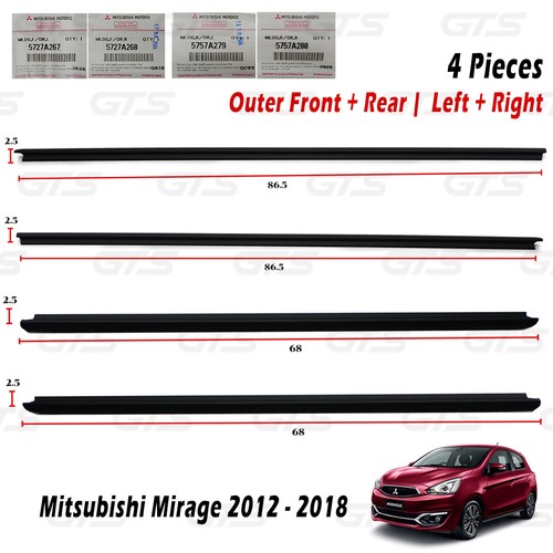 Set 4dr Outer Weatherstrip Door Belt Fits Mitsubishi Mirage Space Star 2012 2018 - Picture 3 of 10