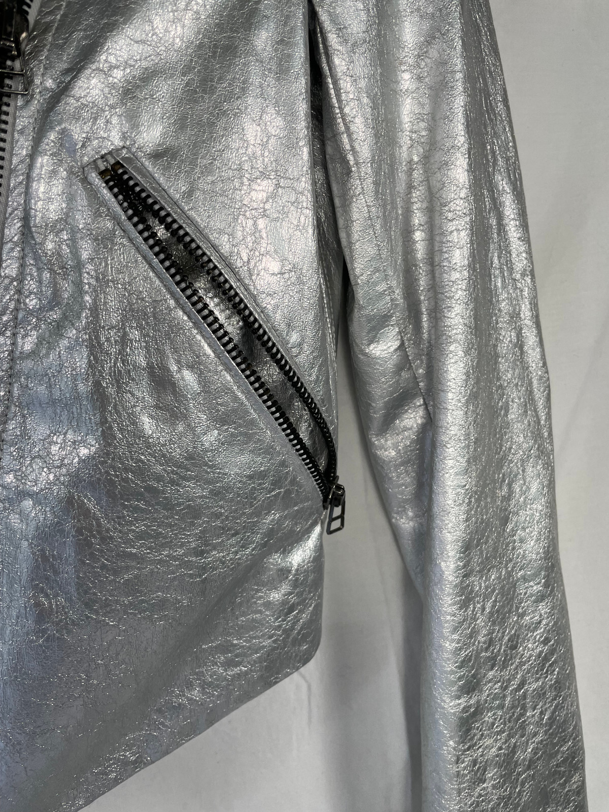 Zara basic bomber jacket metalic silver size  S - image 9