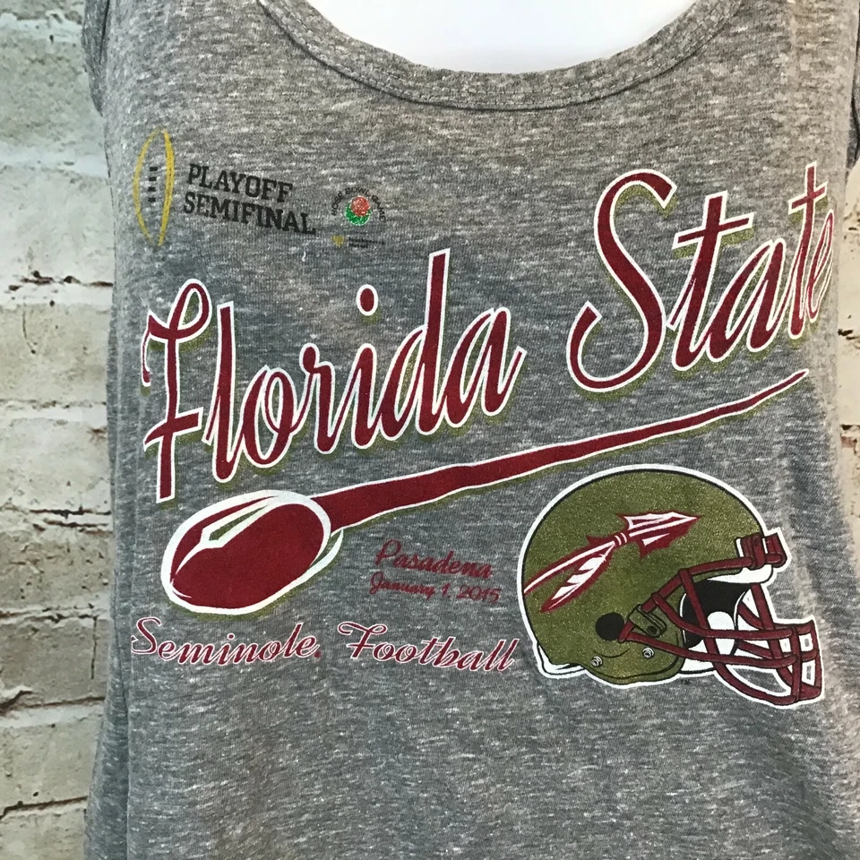 Camiseta sin mangas Florida State gris para mujer Rose Bowl 2015 Palyoff Team Fan espalda deportiva S Foto 2 de 4