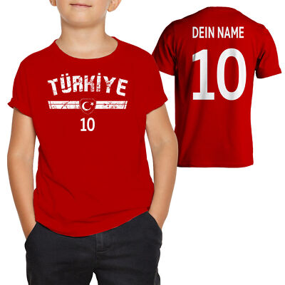 Kinder Tshirt Türkei Kroatien Serbien mit Wunschname Nummer Geschenk Flagge