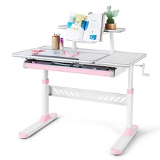Pink/Blue Height Adjustable Kids Study Desk Ergonomic Boy Girl with Drawer,Shelf