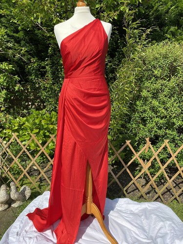 Jarlo One Shoulder Red Maxi Dress Uk10 - Picture 2 of 10