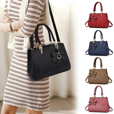 Women Lady Tote Shoulder Bag Pu Leather Everyday Purse