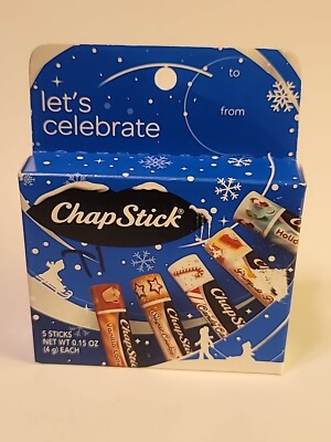 Chap Stick 5 pk Holiday Sugar Cookies Candy Cane Pumpkin Pie Vanilla Latte Cocoa