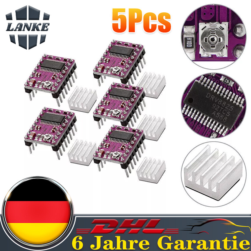 5x DRV8825 Treiber Stepper 3D Drucker Printer RepRap Motor Driver Kühlkörper
