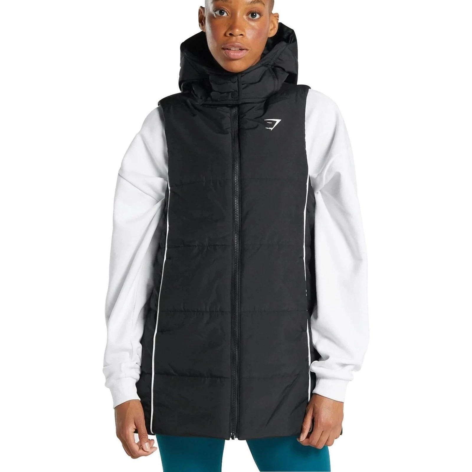 Gymshark Oversized Longline Womens Gilet Black Hooded Excerise Training Workout
Opens in a new windo